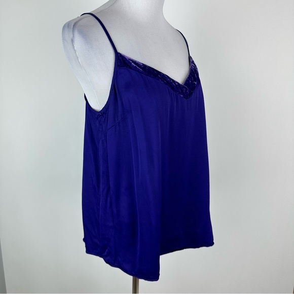 Anthropologie Floreat Purple Velvet Trim Cami Top Size Large - Picture 4 of 12